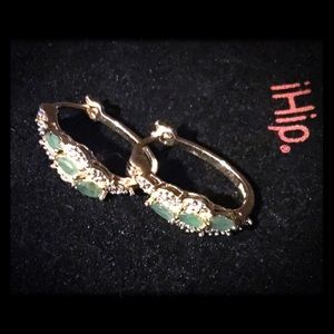 Emerald Earrings 14kt Gold over SS NWOT